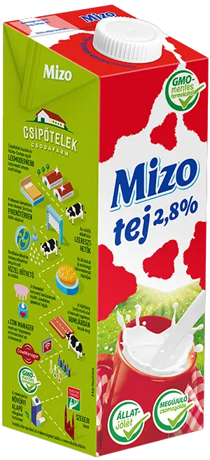 MIZO UHT TEJ 2,8% 1 L (EDGE) GMO MENTES